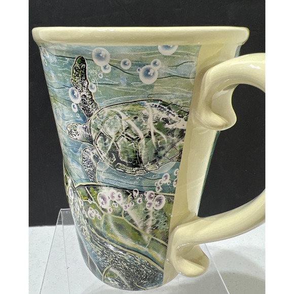 SeaWorld Sea Turtles Mug Raised Textured 3D Coffee Cup Ceramic 5" Loggerhead - Picture 3 of 9